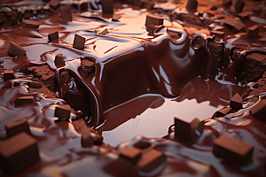 融化的巧克力美食丝滑摄影图