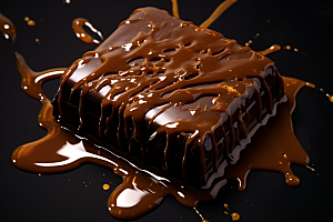 融化的巧克力甜品丝滑摄影图