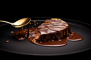 融化的巧克力丝滑零食摄影图