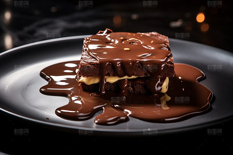融化的巧克力美食巧克力酱摄影图