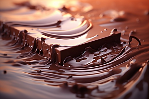 融化的巧克力丝滑美食摄影图