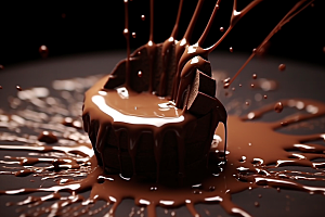 融化的巧克力可可零食摄影图