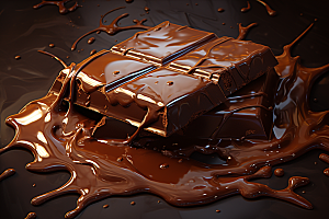 融化的巧克力甜品美味摄影图