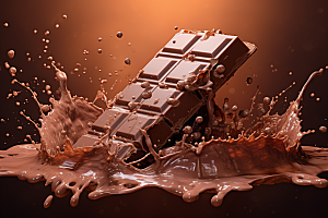 融化的巧克力甜蜜美食摄影图