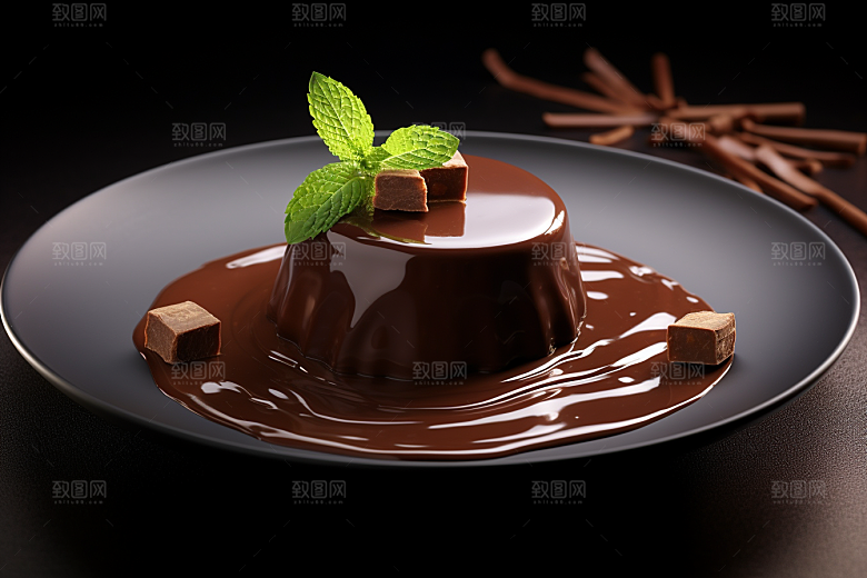 融化的巧克力零食甜品摄影图