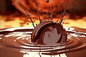 融化的巧克力美味甜品摄影图