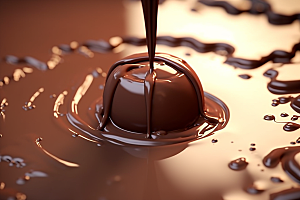 融化的巧克力巧克力酱甜品摄影图