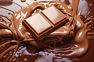 融化的巧克力美味可可摄影图