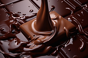 融化的巧克力甜蜜可可摄影图