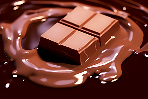 融化的巧克力丝滑甜蜜摄影图