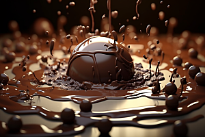 融化的巧克力甜品香浓摄影图
