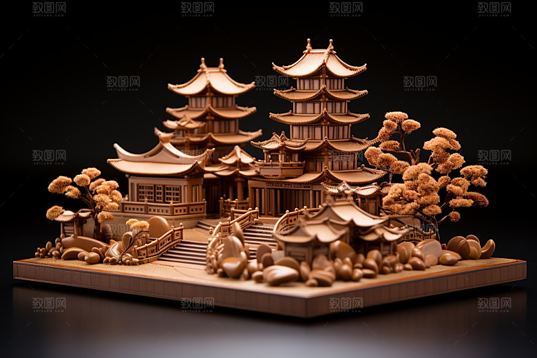 巧克力建筑美味甜食素材