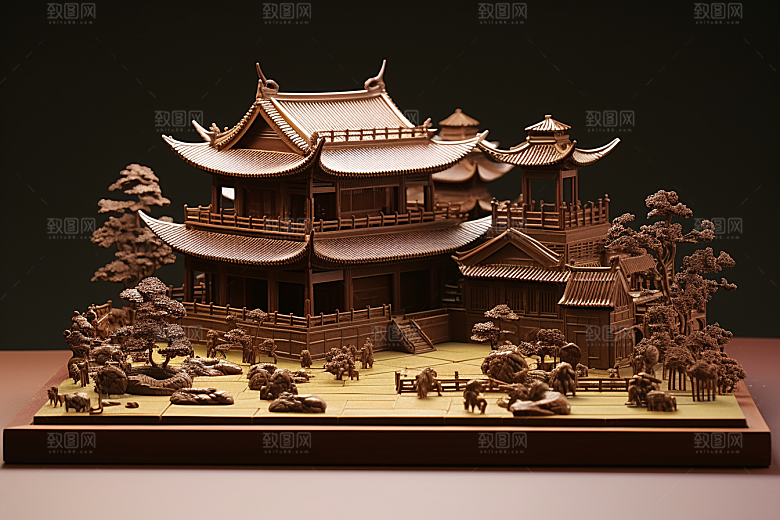 巧克力建筑巧克力雕刻高清素材