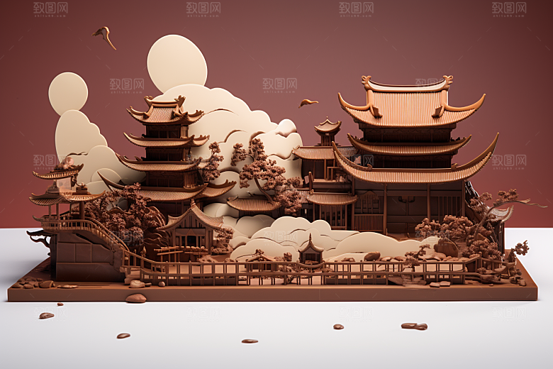 巧克力建筑高清巧克力雕刻素材