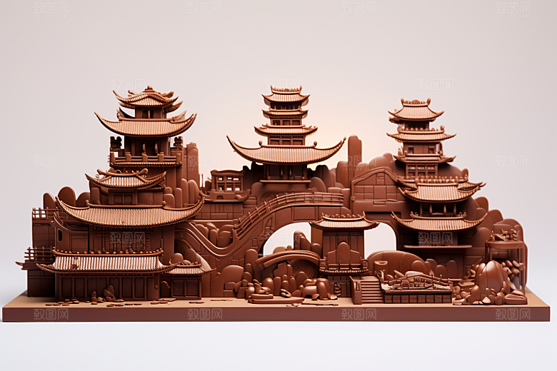 巧克力建筑艺术品微缩建筑素材