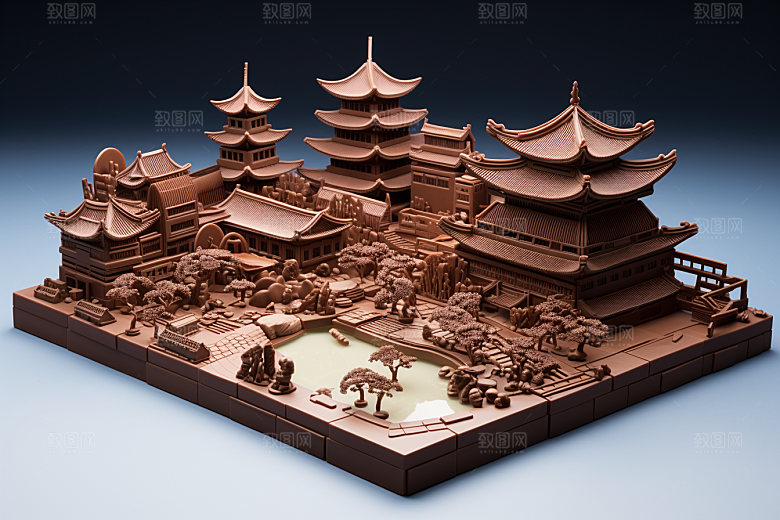 巧克力建筑高清微缩建筑素材