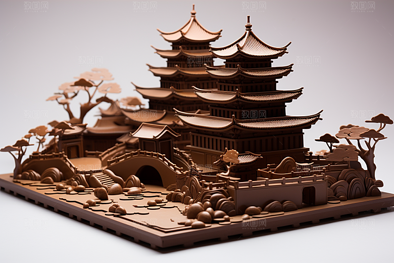 巧克力建筑美味甜食素材