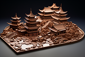巧克力建筑美食艺术品素材