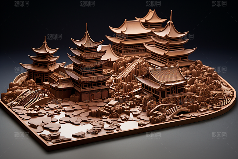 巧克力建筑美食艺术品素材