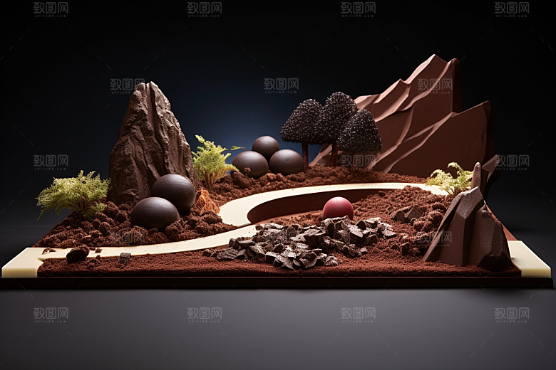 巧克力建筑微缩建筑美味素材