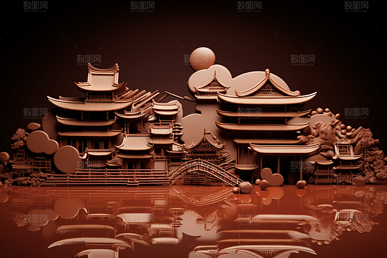 巧克力建筑美味艺术品素材