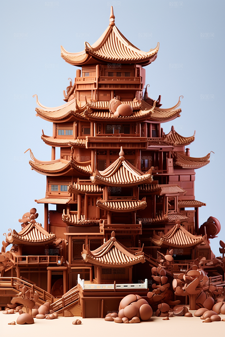 巧克力建筑艺术品巧克力雕刻素材