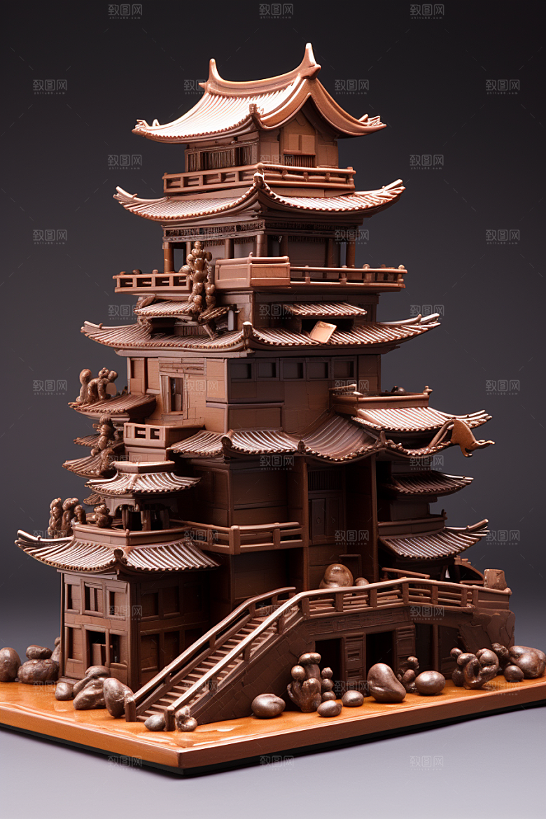 巧克力建筑高清微缩建筑素材