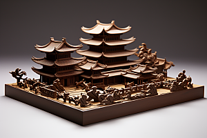 巧克力建筑艺术品高清素材