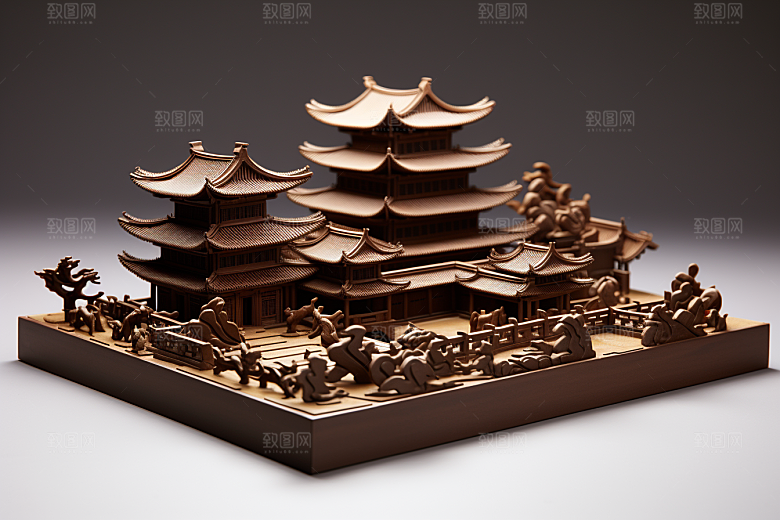 巧克力建筑艺术品高清素材