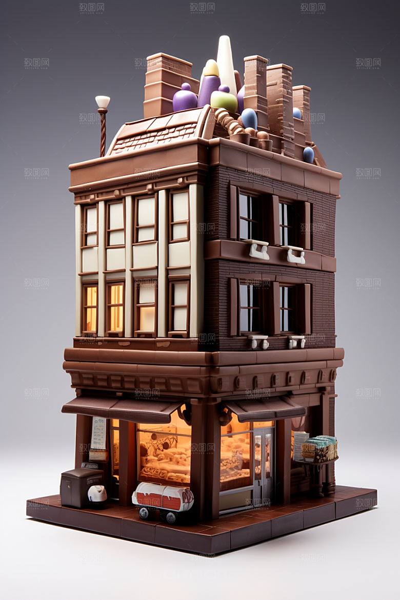 巧克力建筑美味可可素材