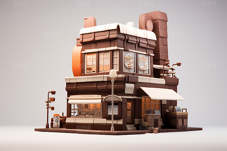 巧克力建筑微缩建筑艺术品素材
