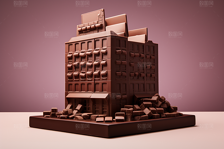 巧克力建筑艺术品高清素材