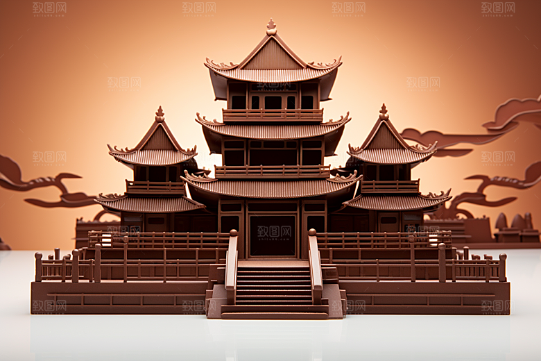 巧克力建筑美味高清素材
