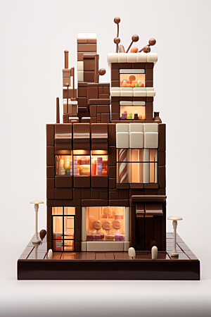 巧克力建筑可可微缩建筑素材