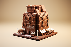 巧克力建筑微缩建筑美味素材