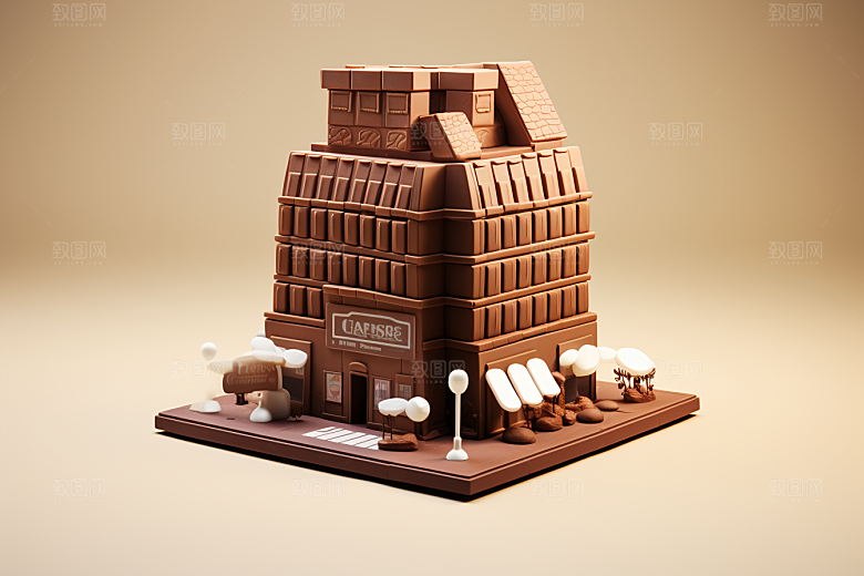 巧克力建筑微缩建筑美味素材