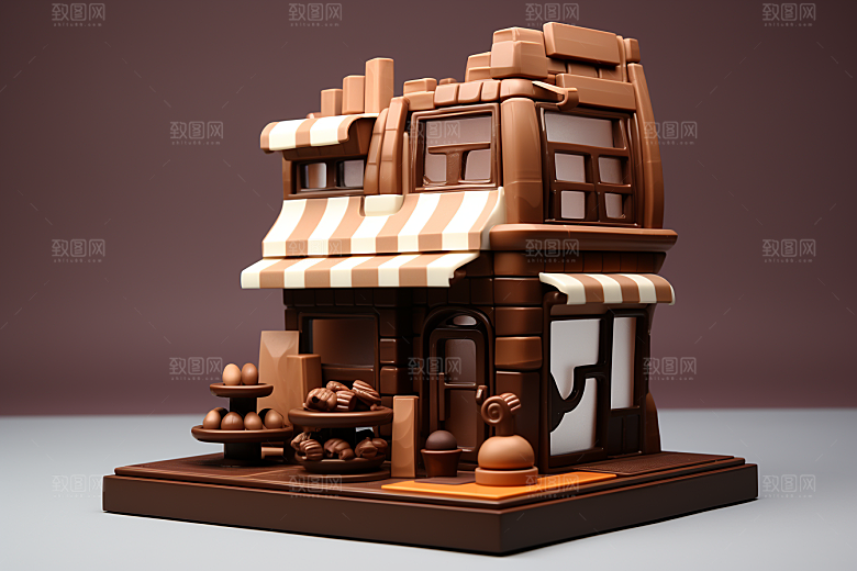 巧克力建筑美味可可素材