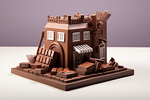 巧克力建筑微缩建筑艺术品素材
