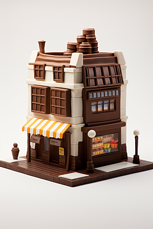 巧克力建筑甜食艺术品素材