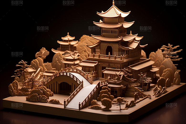 巧克力建筑美食美味素材