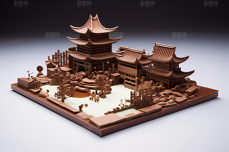 巧克力建筑可可高清素材