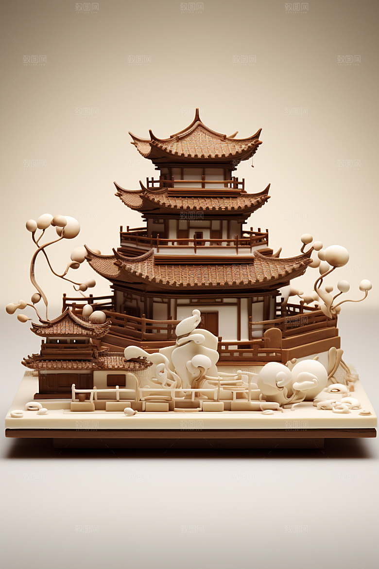 巧克力建筑微缩建筑巧克力雕刻素材