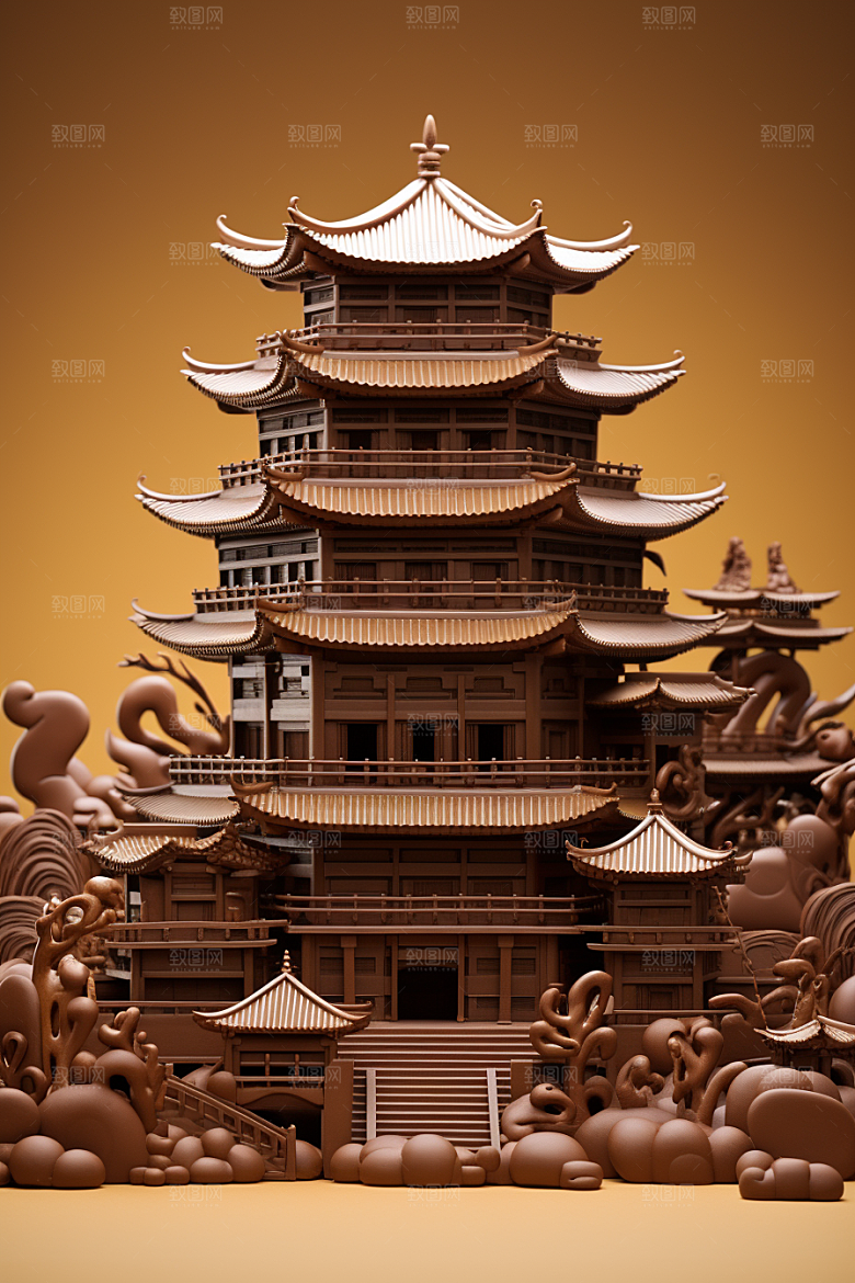 巧克力建筑巧克力雕刻微缩建筑素材