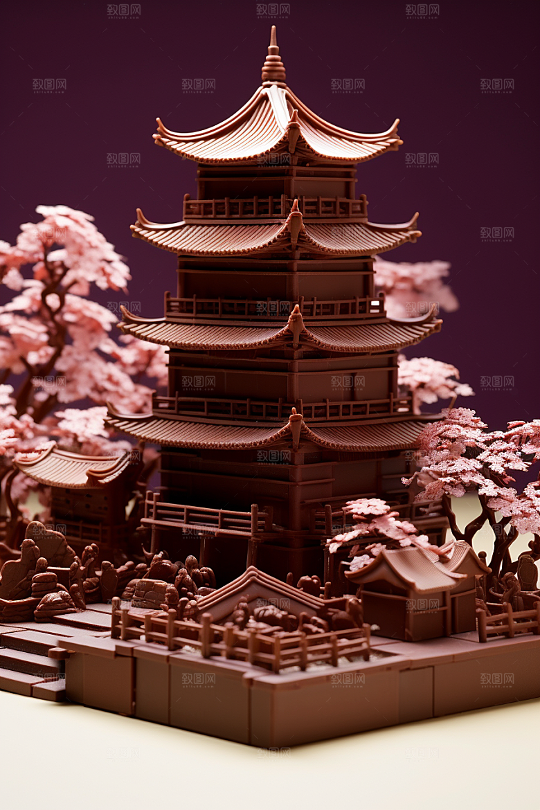 巧克力建筑可可美食素材