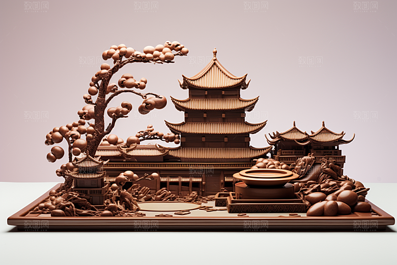 巧克力建筑可可美味素材