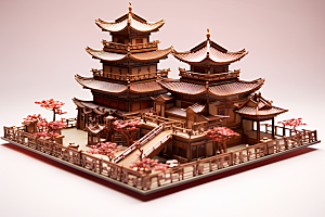 巧克力建筑微缩建筑美食素材