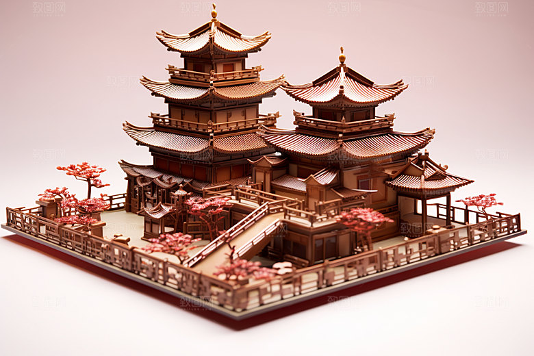 巧克力建筑微缩建筑美食素材