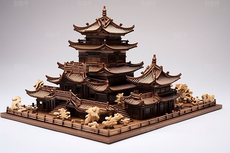 巧克力建筑微缩建筑甜食素材