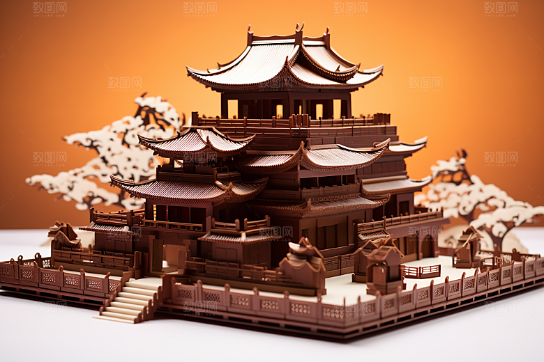巧克力建筑可可微缩建筑素材
