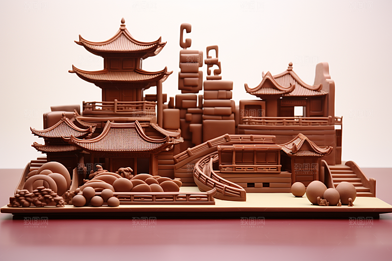 巧克力建筑美味巧克力雕刻素材